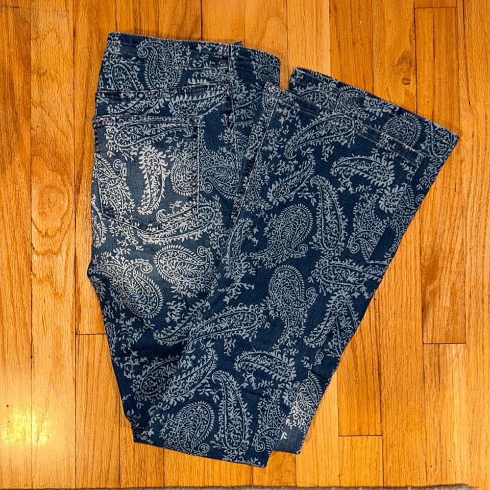 Shein patterned bell bottom jeans
